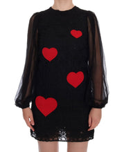 Load image into Gallery viewer, Dolce & Gabbana Elegant Black Lace Heart Applique Shift Dress