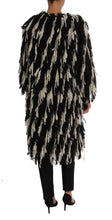 Load image into Gallery viewer, Dolce & Gabbana Black and White Fringed Wool Coat Jacket
