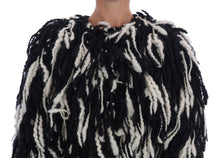 Load image into Gallery viewer, Dolce & Gabbana Black and White Fringed Wool Coat Jacket
