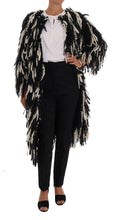 Load image into Gallery viewer, Dolce & Gabbana Black and White Fringed Wool Coat Jacket