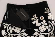 Load image into Gallery viewer, Dolce & Gabbana Black White Floral Baroque Crystal Pencil Skirt