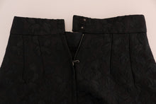 Load image into Gallery viewer, Dolce & Gabbana Elegant Black Floral Jacquard A-Line Skirt