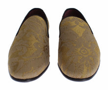 Load image into Gallery viewer, Dolce & Gabbana Golden Baroque Silk Dress Loafers