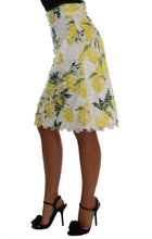 Load image into Gallery viewer, Dolce & Gabbana Lemon Print Fringe Pencil Skirt