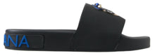Load image into Gallery viewer, Dolce & Gabbana Black Slides Sandals Beach Saint Barth Shoes