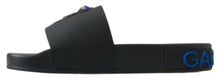 Load image into Gallery viewer, Dolce & Gabbana Black Slides Sandals Beach Saint Barth Shoes