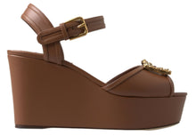 Load image into Gallery viewer, Dolce & Gabbana Chic Brown Leather Ankle Strap Wedges