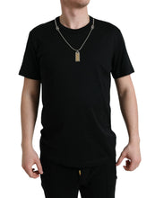 Load image into Gallery viewer, Dolce & Gabbana Black Cotton Dog Tag Round Neck T-shirt