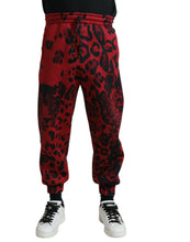 Load image into Gallery viewer, Dolce & Gabbana Red Black Leopard Print Stretch Jogger Pants