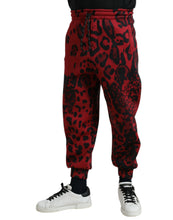 Load image into Gallery viewer, Dolce & Gabbana Red Black Leopard Print Stretch Jogger Pants