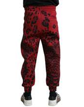Load image into Gallery viewer, Dolce & Gabbana Red Black Leopard Print Stretch Jogger Pants