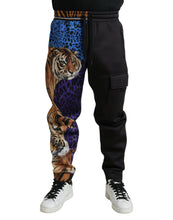 Load image into Gallery viewer, Dolce & Gabbana Black Blue Leopard Print Trouser Jogger Pants