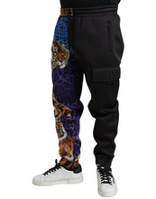 Load image into Gallery viewer, Dolce & Gabbana Black Blue Leopard Print Trouser Jogger Pants