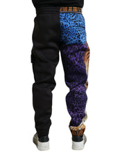 Load image into Gallery viewer, Dolce & Gabbana Black Blue Leopard Print Trouser Jogger Pants