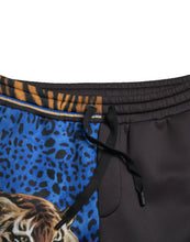 Load image into Gallery viewer, Dolce & Gabbana Black Blue Leopard Print Trouser Jogger Pants