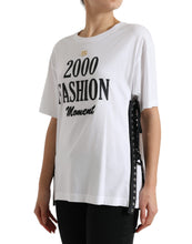 Load image into Gallery viewer, Dolce & Gabbana White Slogan Print Lacing Detailed T-shirt