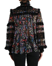 Load image into Gallery viewer, Dolce & Gabbana Black Floral Print Long Sleeves Blouse Top