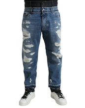 Load image into Gallery viewer, Dolce & Gabbana Blue Tattered Cotton Men Denim Jeans