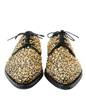 Load image into Gallery viewer, Dolce & Gabbana Elegant Gold Black Suede Derby Dress Shoes
