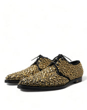 Load image into Gallery viewer, Dolce & Gabbana Elegant Gold Black Suede Derby Dress Shoes
