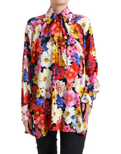 Load image into Gallery viewer, Dolce & Gabbana Multicolor Floral Ascot Collared Blouse Top