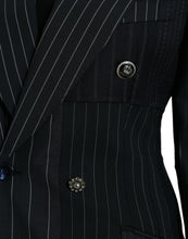 Load image into Gallery viewer, Dolce & Gabbana Black Striped Wool DoubleBreasted Coat Jacket