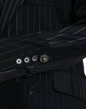 Load image into Gallery viewer, Dolce & Gabbana Black Striped Wool DoubleBreasted Coat Jacket