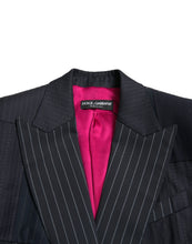 Load image into Gallery viewer, Dolce & Gabbana Black Striped Wool DoubleBreasted Coat Jacket