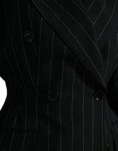 Load image into Gallery viewer, Dolce & Gabbana Black Striped Wool DoubleBreasted Coat Jacket