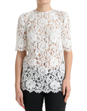 Load image into Gallery viewer, Dolce & Gabbana White Floral Lace Cotton Round Neck Blouse Top