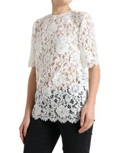Load image into Gallery viewer, Dolce & Gabbana White Floral Lace Cotton Round Neck Blouse Top