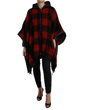 Load image into Gallery viewer, Dolce & Gabbana Black Red Buffalo Check Hooded Poncho Jacket