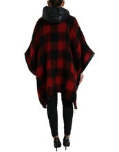 Load image into Gallery viewer, Dolce & Gabbana Black Red Buffalo Check Hooded Poncho Jacket