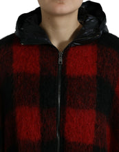 Load image into Gallery viewer, Dolce & Gabbana Black Red Buffalo Check Hooded Poncho Jacket