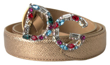 Load image into Gallery viewer, Dolce & Gabbana Crystal-Embellished Gold Leather Belt