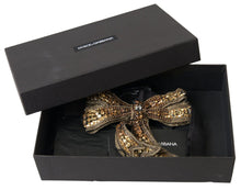 Load image into Gallery viewer, Dolce & Gabbana Gold Crystal Embellished Silk Bowtie
