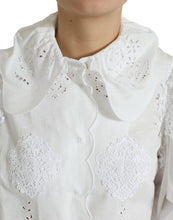 Load image into Gallery viewer, Dolce & Gabbana White Cotton Lace Trim Collared Blouse Top
