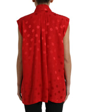 Load image into Gallery viewer, Dolce & Gabbana Red Polka Dot Sleeveless Collared Blouse Top