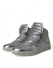 Load image into Gallery viewer, Dolce & Gabbana Silver Leather Benelux High Top Sneakers Shoes