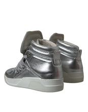 Load image into Gallery viewer, Dolce & Gabbana Silver Leather Benelux High Top Sneakers Shoes