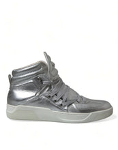 Load image into Gallery viewer, Dolce & Gabbana Silver Leather Benelux High Top Sneakers Shoes
