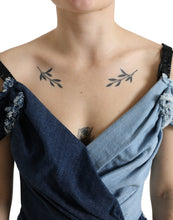 Load image into Gallery viewer, Dolce & Gabbana Elegant Two-Tone Blue Sheath Dress