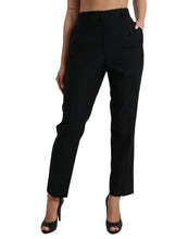 Load image into Gallery viewer, Dolce & Gabbana Black Wool High Waist Straight Pants