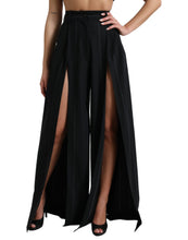 Load image into Gallery viewer, Dolce & Gabbana Black High Waist Front Slit Wide Leg Pants