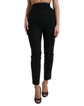 Load image into Gallery viewer, Dolce & Gabbana Black Wool High Waist Tapered Pants