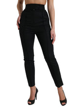 Load image into Gallery viewer, Dolce & Gabbana Black Wool High Waist Tapered Pants