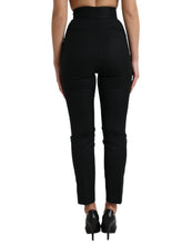Load image into Gallery viewer, Dolce & Gabbana Black Wool High Waist Tapered Pants