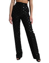 Load image into Gallery viewer, Dolce & Gabbana Black Wool DG Logo High Waist Straight Pants