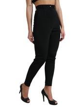 Load image into Gallery viewer, Dolce & Gabbana Black Wool Stretch High Waist Skinny Pants