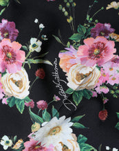 Load image into Gallery viewer, Dolce & Gabbana Black Floral Wool High Waist Wide Leg Pants